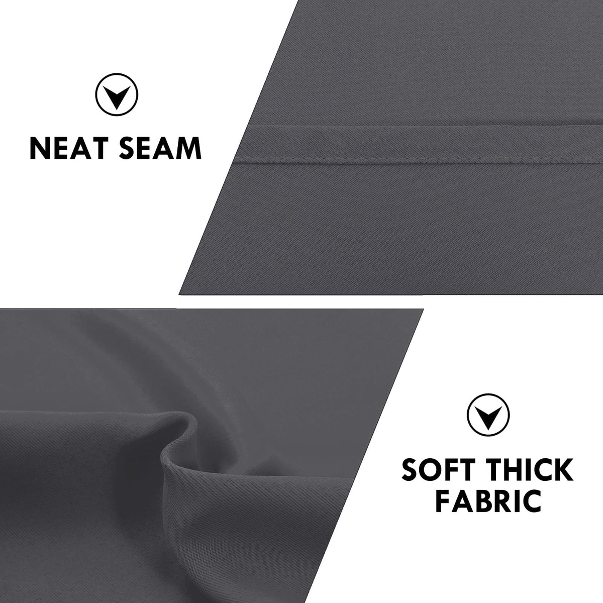 Blackout Curtains for Bedroom 52 x 54 Inch Long Dark Grey 2 Panels (2 Count)