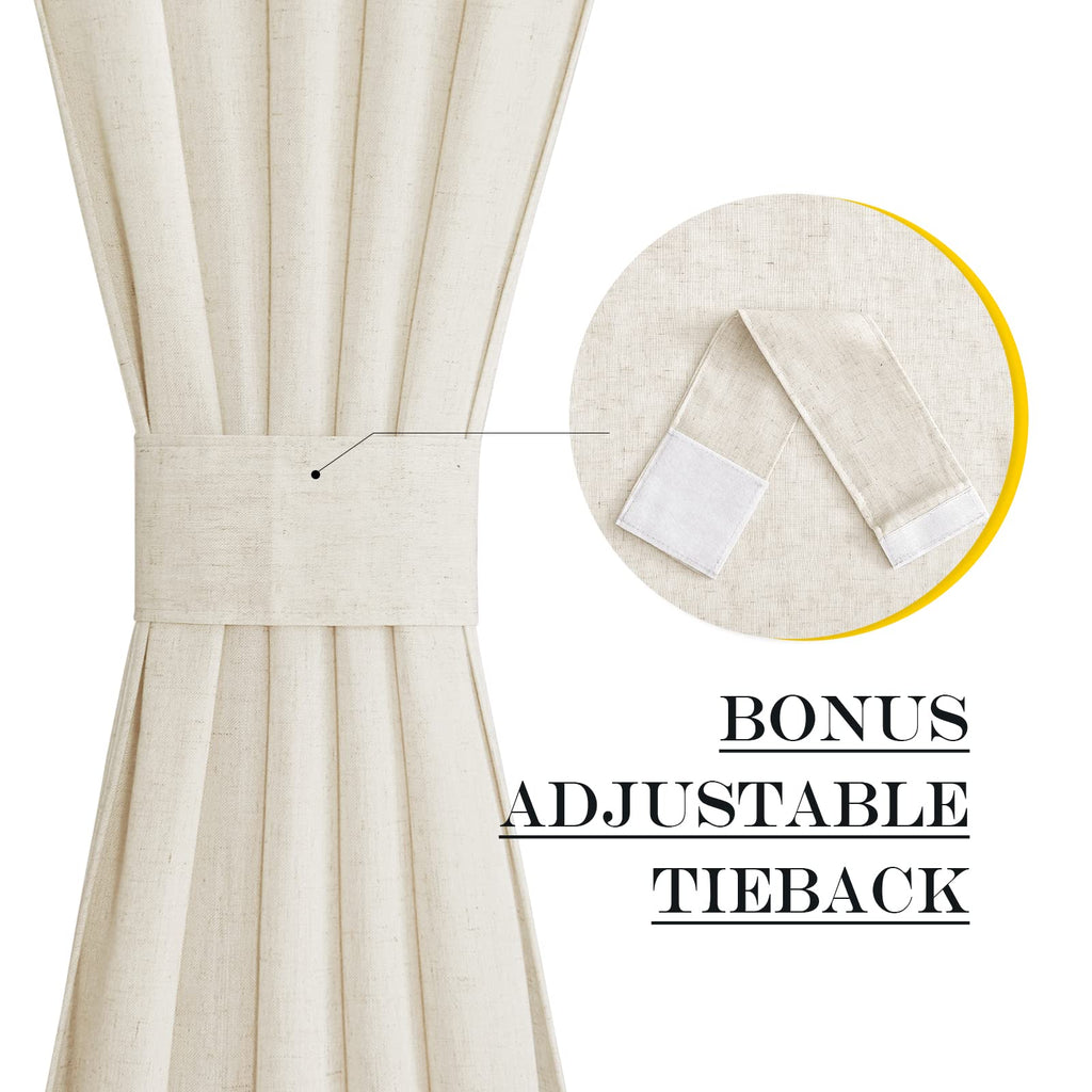 Natural Sidelight Curtains for Front Door 12 x 72 inches Long