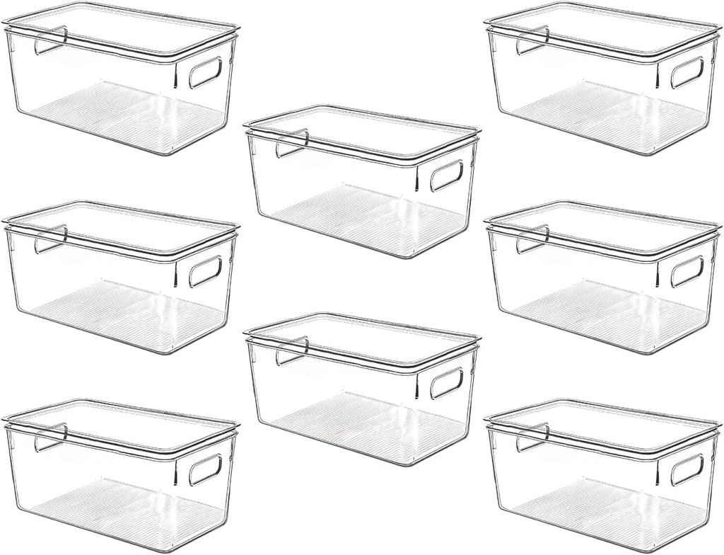 Clear Plastic Storage Bins with Lids (8 Count)