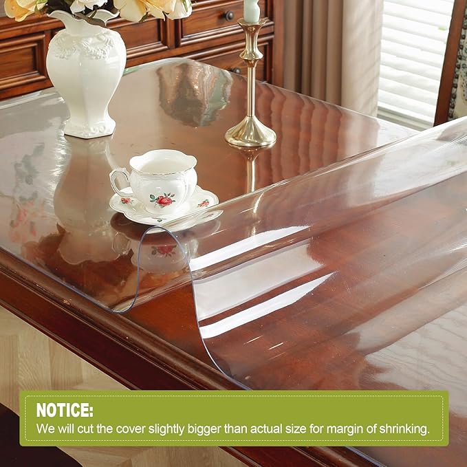 OstepDecor Clear Table Protector 42 x 72 Inch, 2mm Thick Plastic Table Cover, Waterproof PVC Clear Table Cover Protector, Desk Protector Mat, Writing Desk Pad for Desktop, Coffee & Dining Room Table