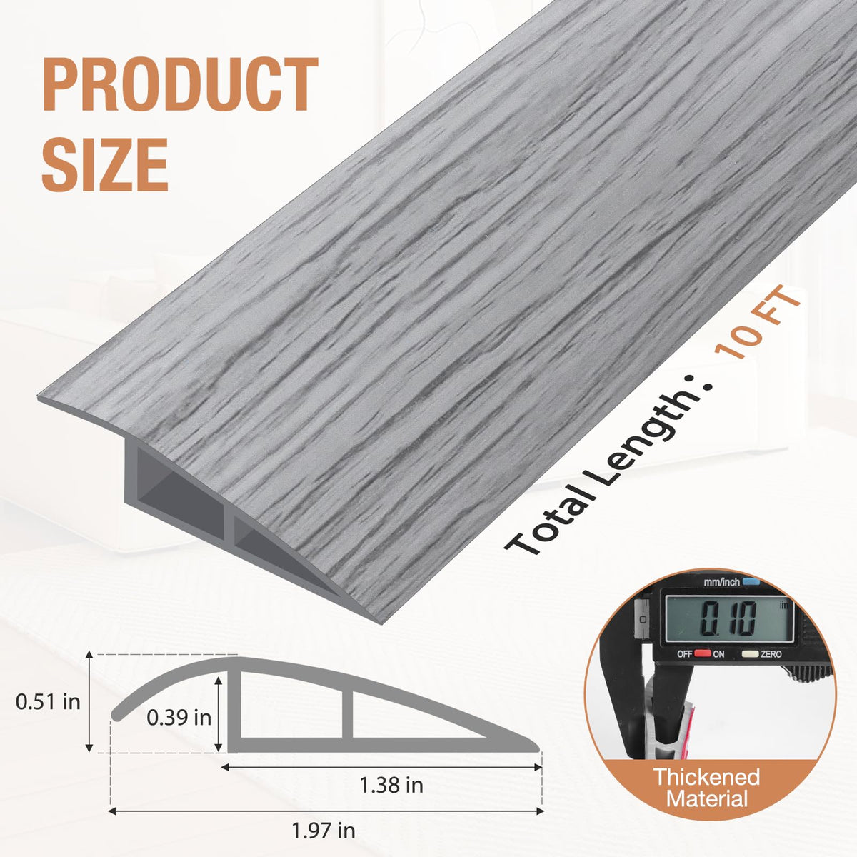 Floor Transition Strip Self Adhesive Vinyl Door Threshold Strip (10 Foot)