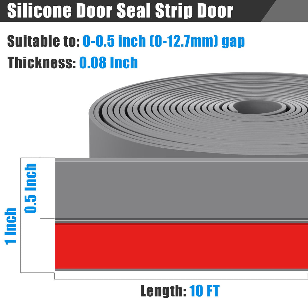 Draft Seal Tape for Doors and Windows 1 in x 10 Ft Silicone Weather Stripping Extra Thick 2mm Door Seal Strip with Strong Adhesive Draft Insulation Stopper Side Seal