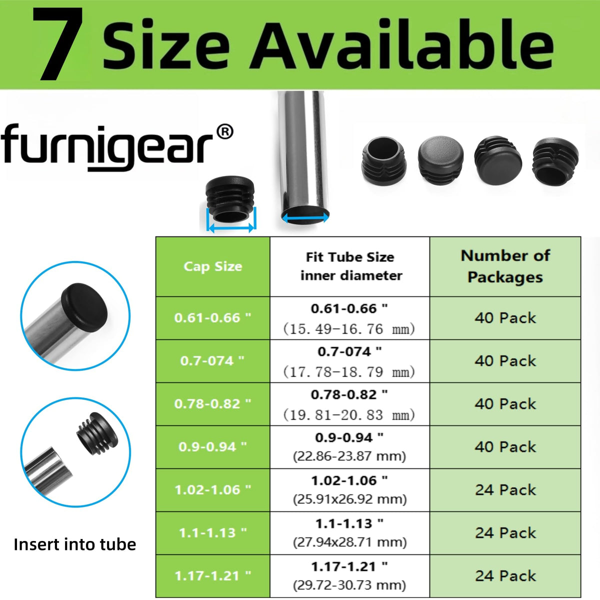 Plastic Plugs Tubing End Caps Chair End Caps 1 1 (24 Count)