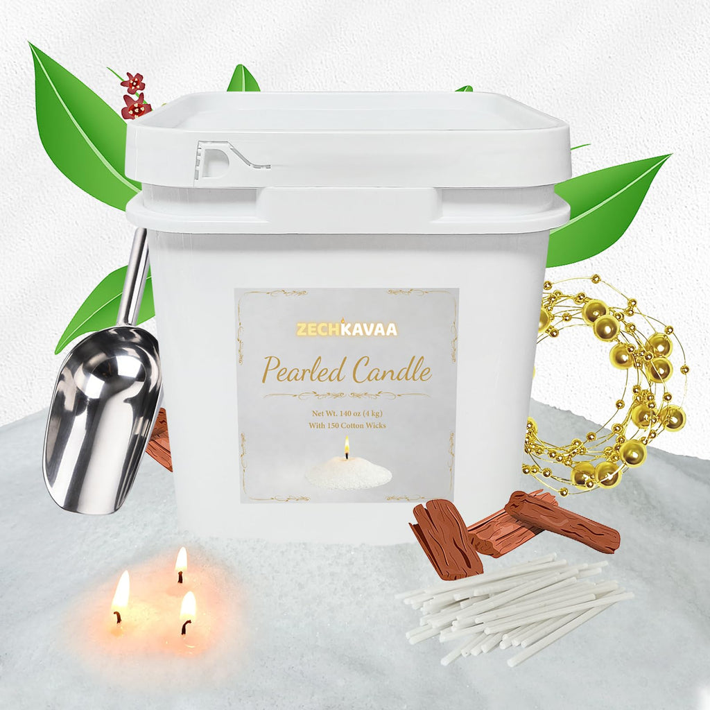 Sandalwood Scented White Pearled Candle 141oz Luxury Sand Candle Granulated Wax (141 Ounce)