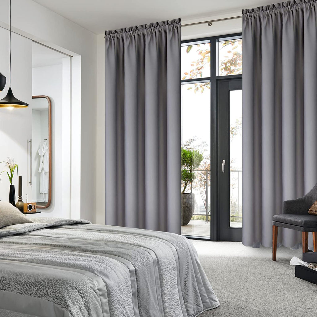Blackout Curtains for Bedroom Living Room 42 x 72 Inch Long Grey (2 Count)