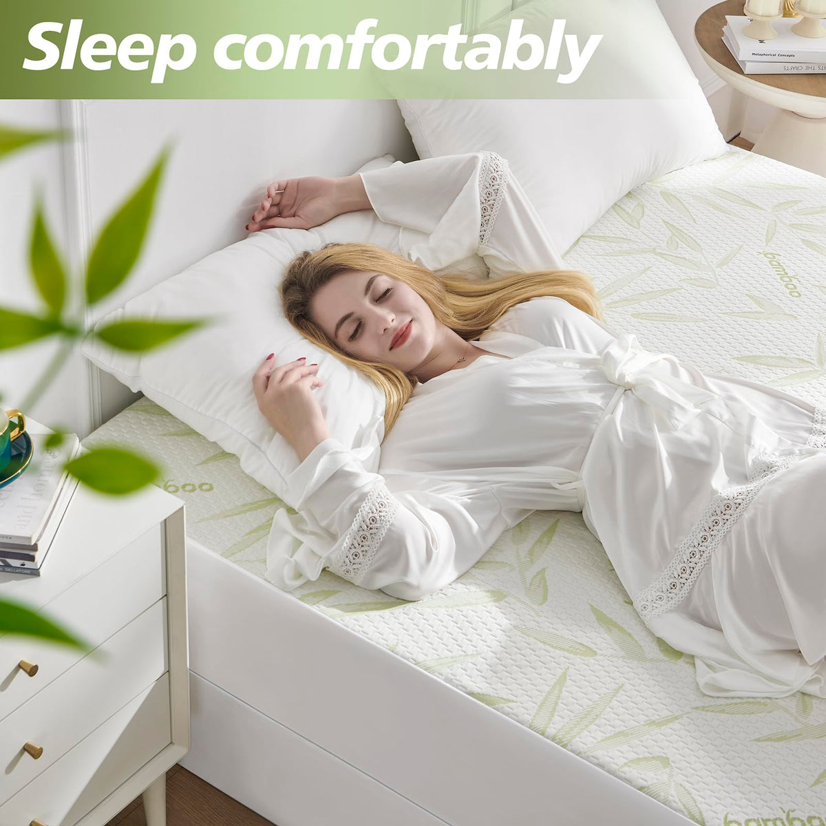 Twin Mattress Protector Waterproof Mattress Pad Washable Bamboo Rayon Mattress Cover Breathable Noiseless Bed Protector 5"