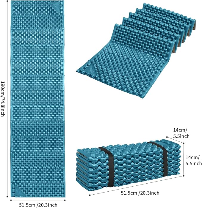Foam Camping Pads for Hiking, Ultralight Closed Cell Mattress, Waterproof Soft Mat for Adults, Wide Picnic Yoga Mats, Folding Sleeping Pad for Outdoor Backpacking