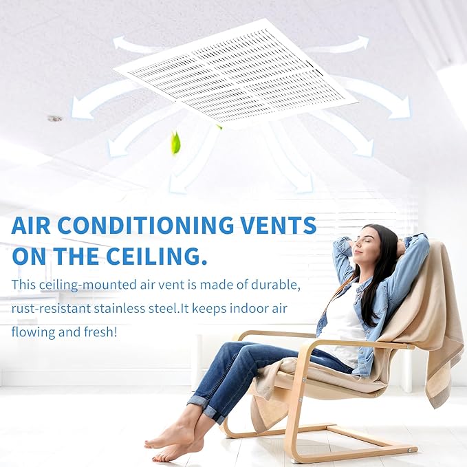 18x6 Vent Register [Duct Opening], Vent Covers for Home Ceiling, Two-Way Ventilation Register, Adjustable Solid Steel Wall Register Vent Cover (18"W x 6"H [Duct Opening])
