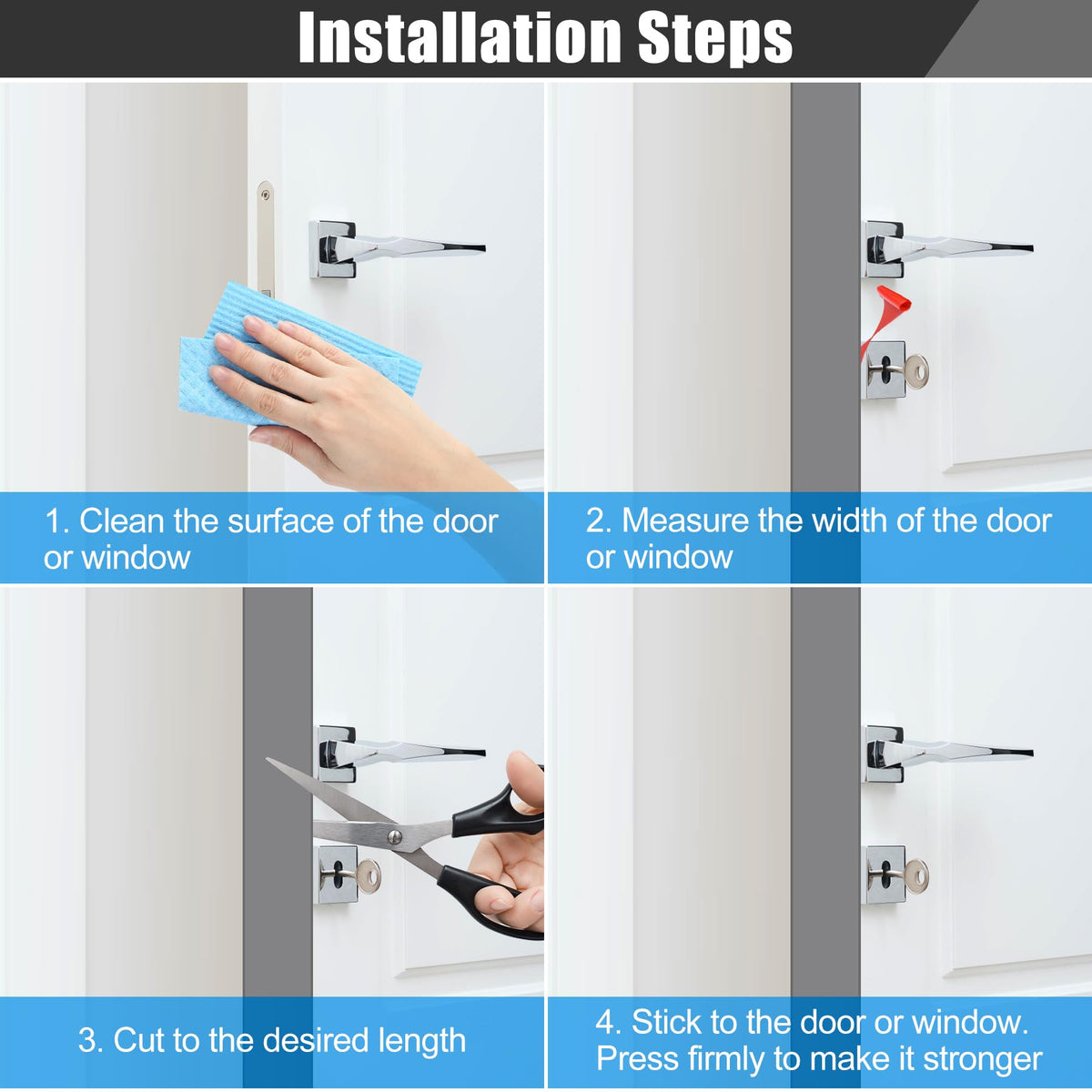 Draft Seal Tape for Doors and Windows 1 in x 10 Ft Silicone Weather Stripping Extra Thick 2mm Door Seal Strip with Strong Adhesive Draft Insulation Stopper Side Seal