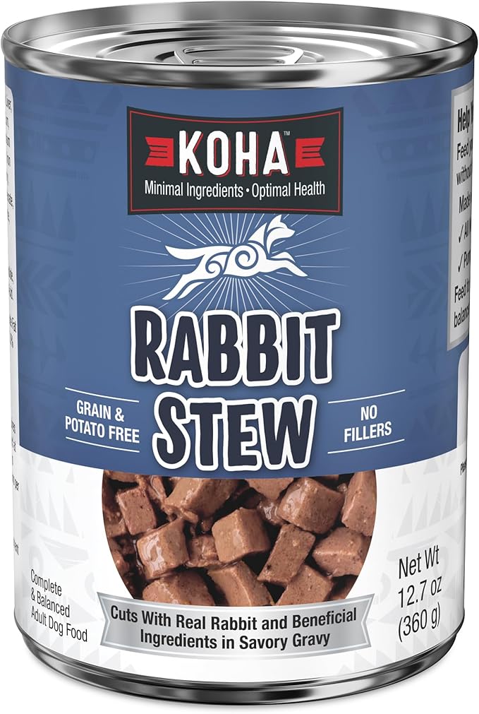KOHA Minimal Ingredient Rabbit Stew for Dogs, High Protein Limited Ingredient Dog Food, 12.7oz Cans (Case of 12)