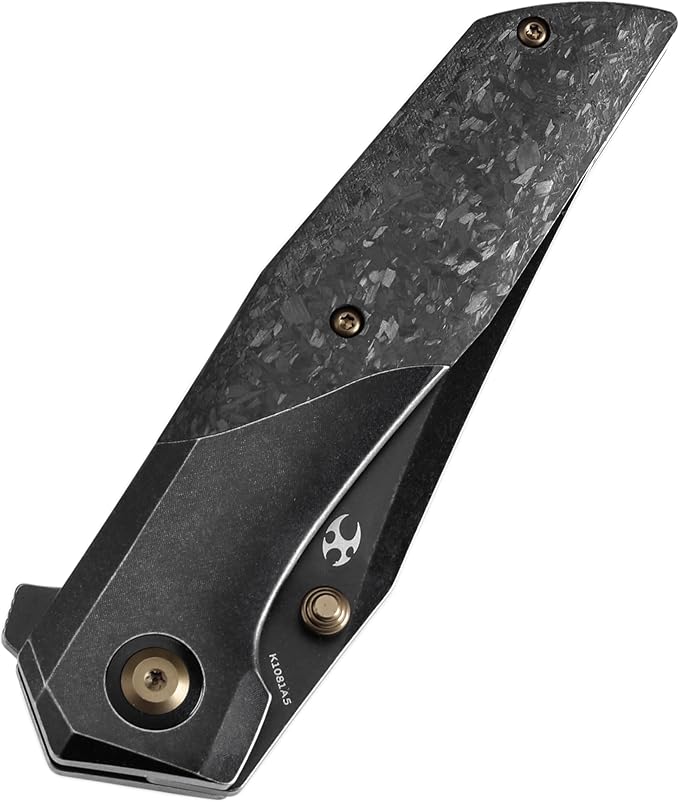 KANSEPT Deadite Pocket Folding Knives for Men Women Camping Hiking 3.52'' Blackwash CPM S35VN Blade EDC Knife with Blackwash Titanium with Shred Carbon Fiber Handle Everyday Carry K1081A5