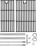 17" Grill Part Kit for Charbroil Performance 2 Burner 463630021 463660421 463655021 463630422 463655421,Grill Grates/Heat Plates/Burners/Adjustable Crossover/Tube/Ignition for Charbroil Grills