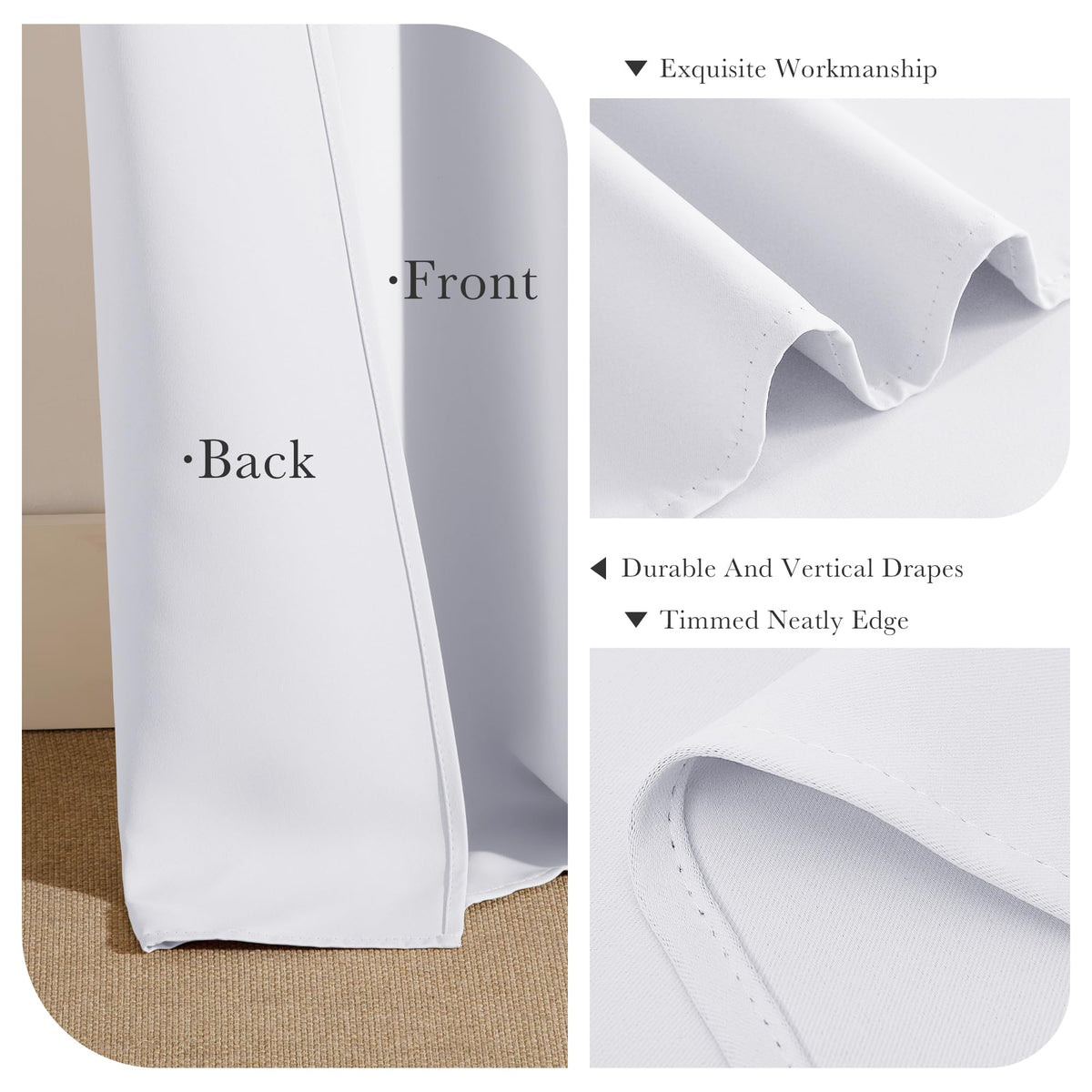 Black Out Curtains for Bedroom 54 inch Length 2 Panels Set (2 Count)