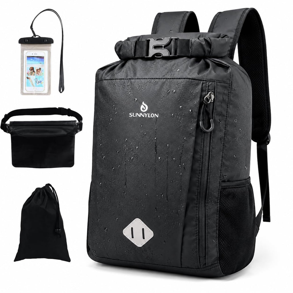 Sunnylon Dry Bag Backpack, 20L Dry Bag Waterproof with Waist Pouch and Phone Case,Roll top Dry bag for kayaking,Marine dry bag for Kayaking, Beach, Rafting, Boating, Hiking, Camping and Fishing
