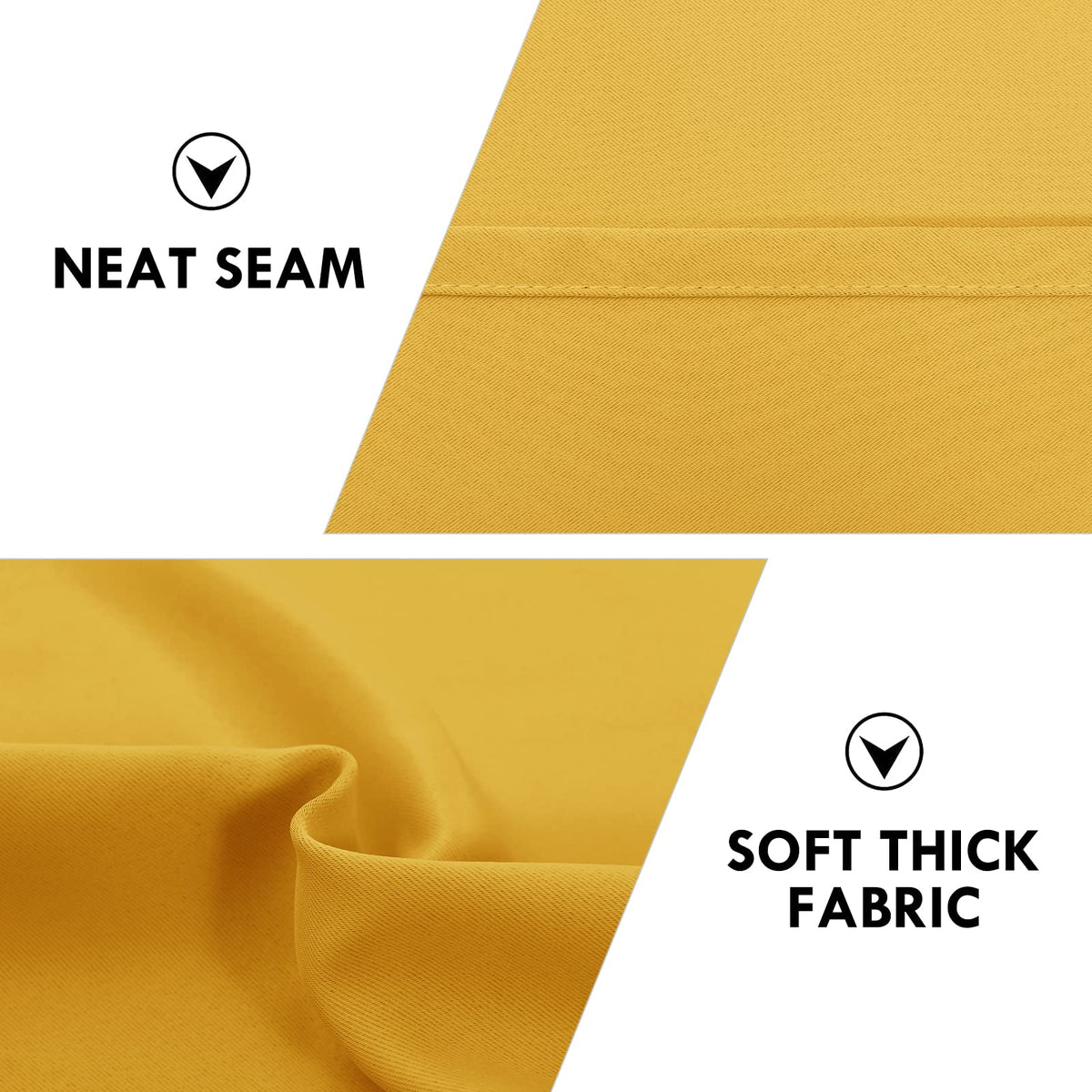 Blackout Curtains for Bedroom Living Room 52 x 63 Inch Long Yellow (2 Count)