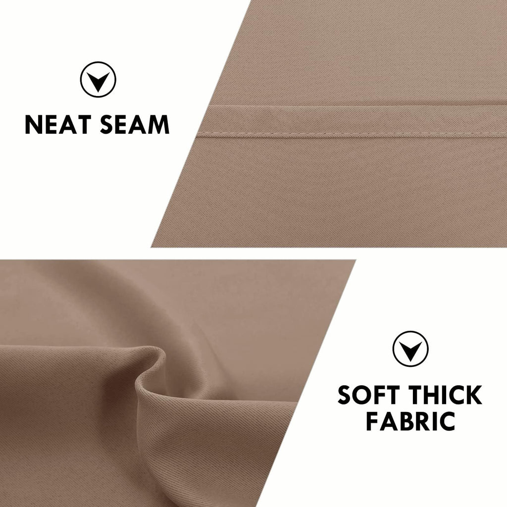 Wide Blackout Curtains for Bedroom Living Room 70 x 84 Inch Long Khaki