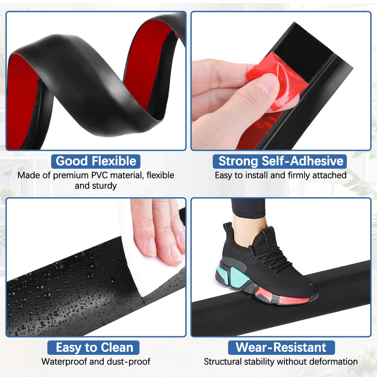 Vinyl Door Threshold Flooring Transition Strip Self Adhesive Carpet Edging Strip for Laminate Doorway Edge Threshold from 2 (10 Foot)
