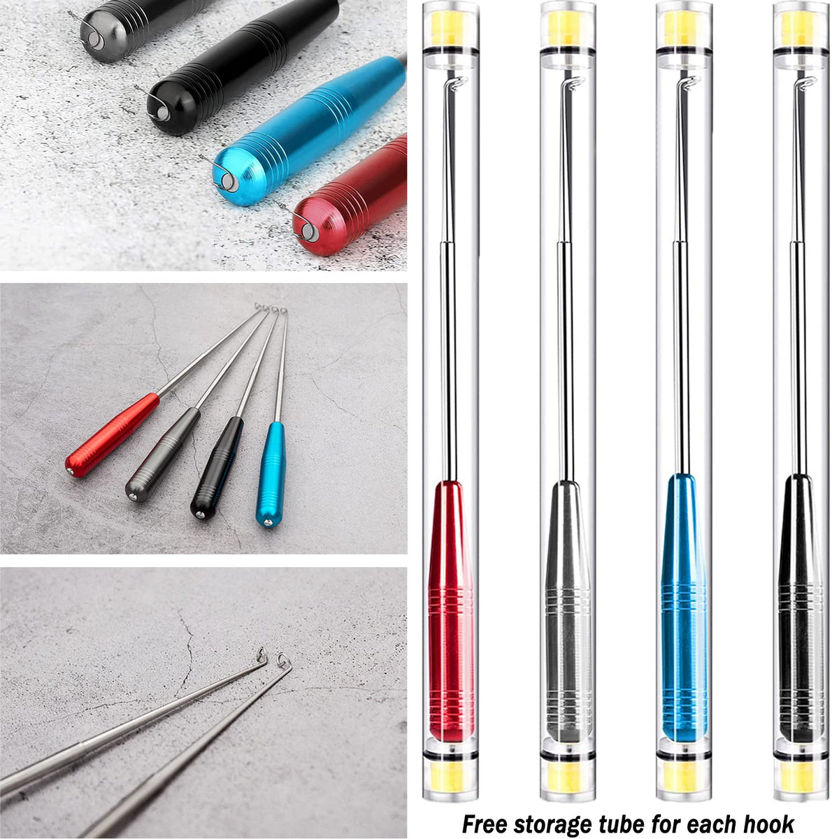 Fish Hook Remover Tool, Fishing Hook Quick Removal Descending Device, Fishing Gear Security Equipment Kits, Hook Extractor Accessories Detacher Tools with 4PCS Storage Tube