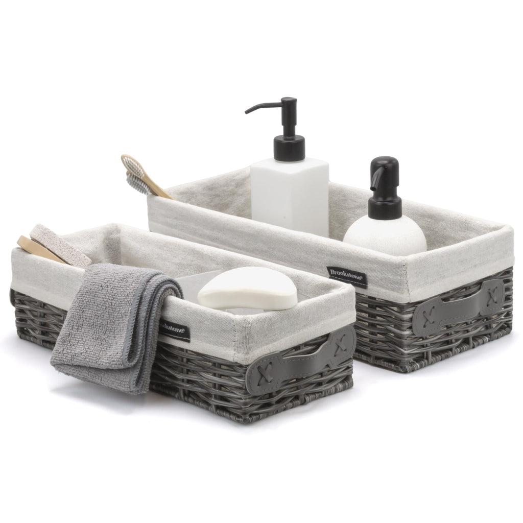 Wicker Shelf Storage Basket Decorative Shelf Bin (2 Count)