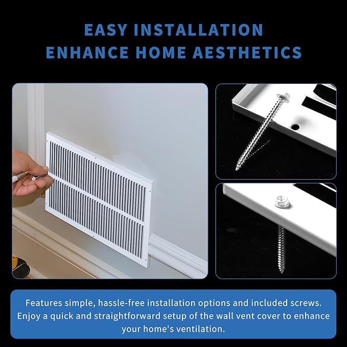 16x10 Return Air Grille (Duct Opening Size), Air Return Vent Cover, AC Vent Cover, Cold Air Return Vent Cover, Flat Return Air Grilles, Outer Dimensions:17.75"W x 11.75"H (16"Wx10"H, Duct Opening)