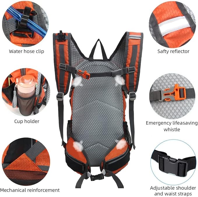 Hiking Daypack Waterproof Biking Backpack 15L Lightweight Durable Backpack for Ski Snowboarding Running MTB Cycling