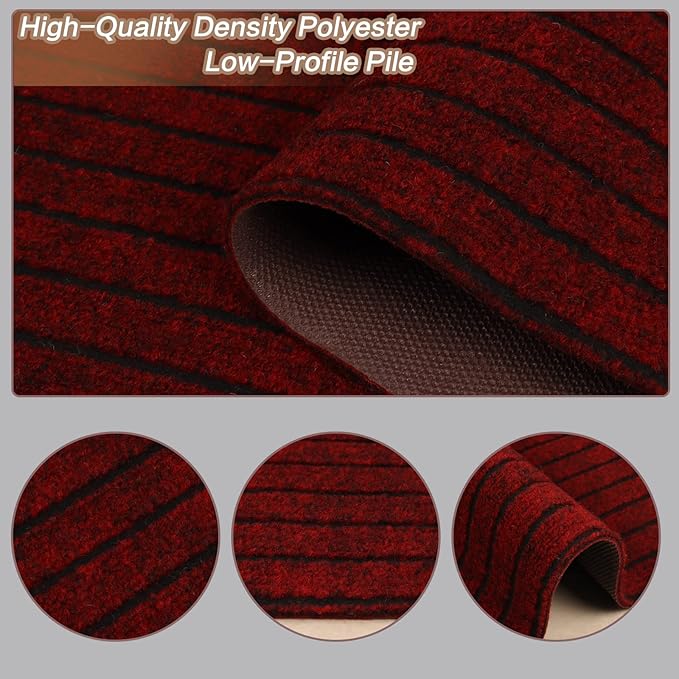 2' x 41' Runner Rugs with Rubber Backing, Indoor Outdoor Utility Carpet Runner Rugs, Stripe Red, Can Be Used as Aisle for The RV and Boat, Laundry Room and Balcony