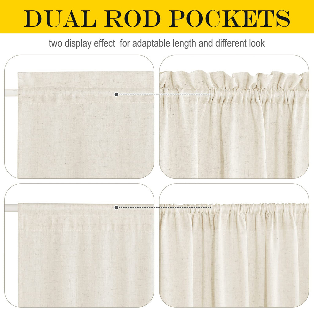 Natural Sidelight Curtains for Front Door 12 x 72 inches Long