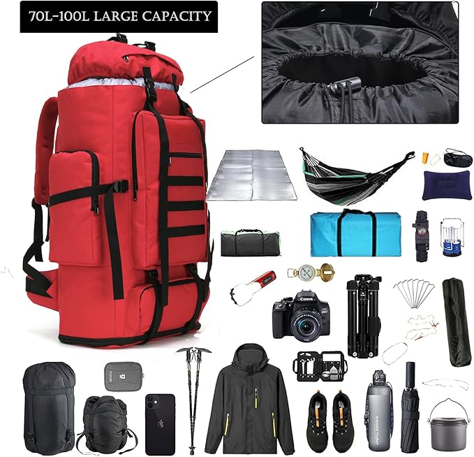 Hiking Backpack for Men 70L/100L Camping Backpack Military Rucksack Molle 3 Days Assault Pack for Climbing