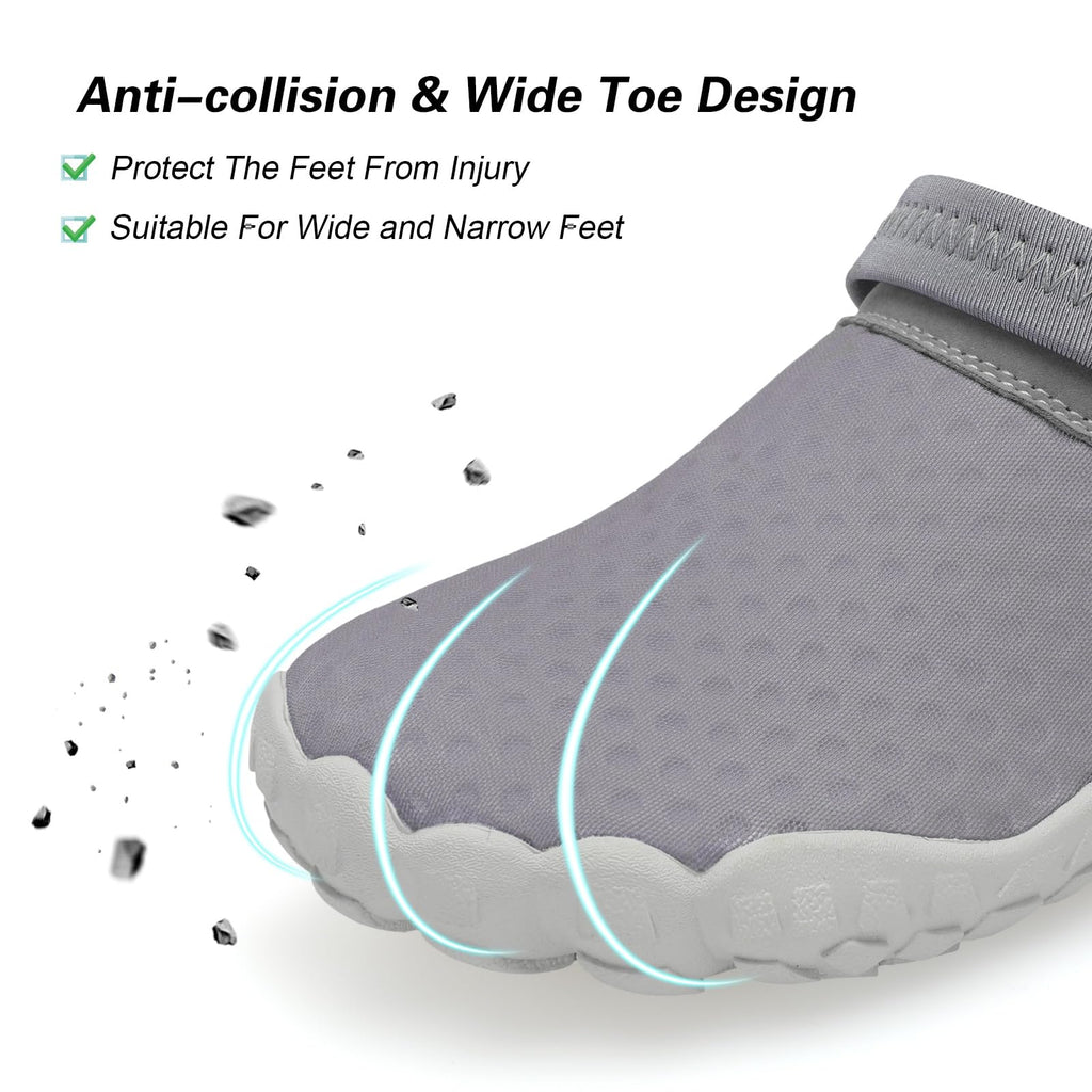 Besroad Slip on Quick Drying Running Sports Fashion Sneakers Water Shoes Summer Outdoor Hiking Shoes for Men Women Grey 9 Women/7.5 Men