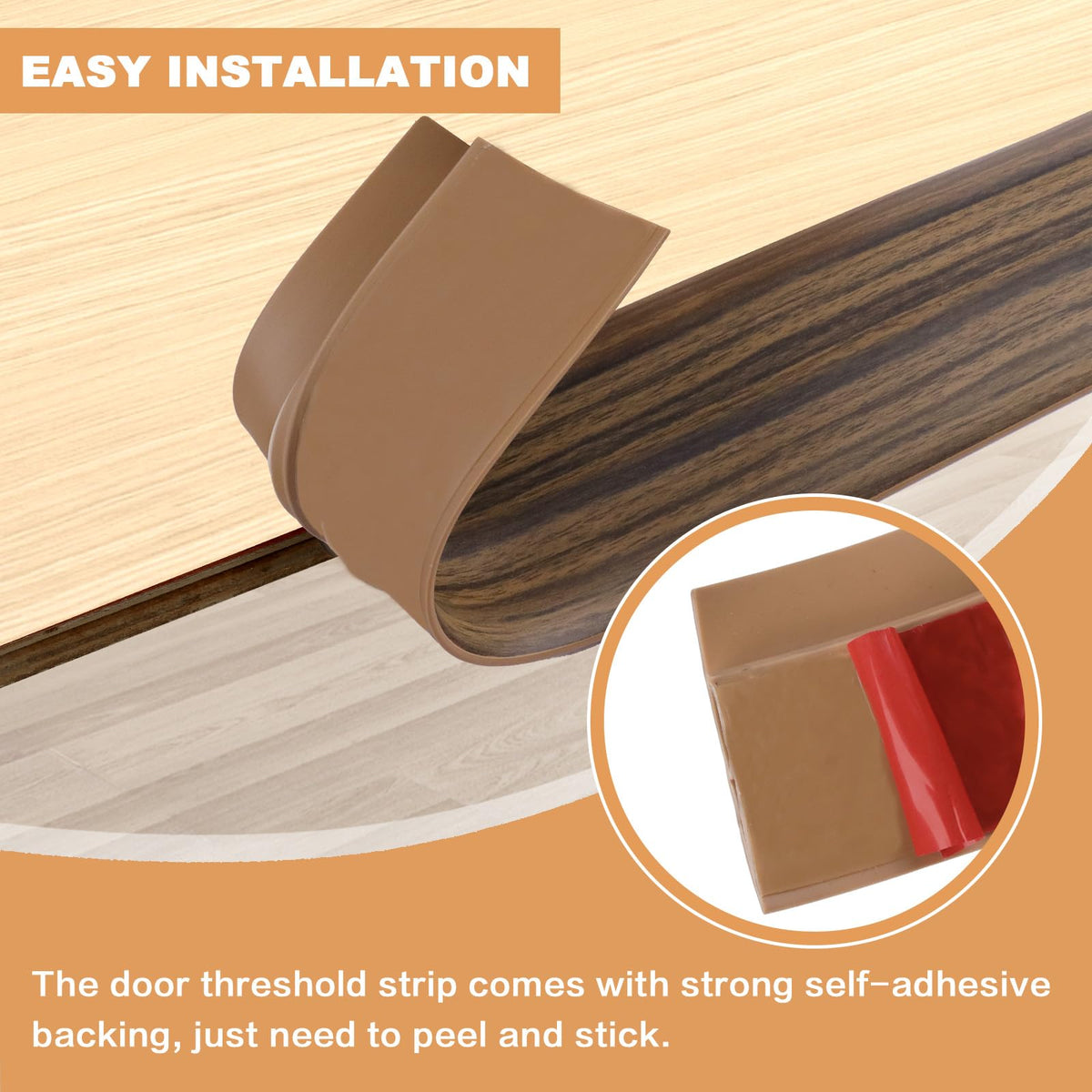 Vinyl Door Threshold Flooring Transition Strip Self Adhesive Carpet Edging Strip for Laminate Doorway Edge Threshold from 1 (6.6 Foot)