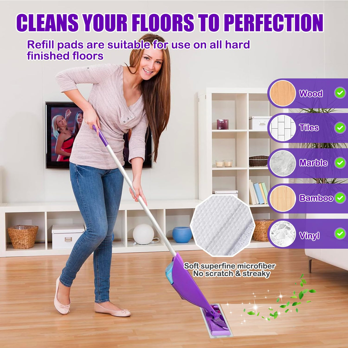 Mop Pad Refills Compatible with Swiffer WetJet Spray Mop (100 Count)