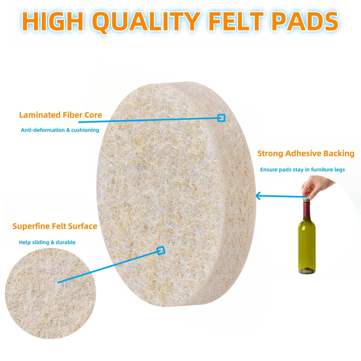 Felt Furniture Pads for Hardwood Floors (48 Count)