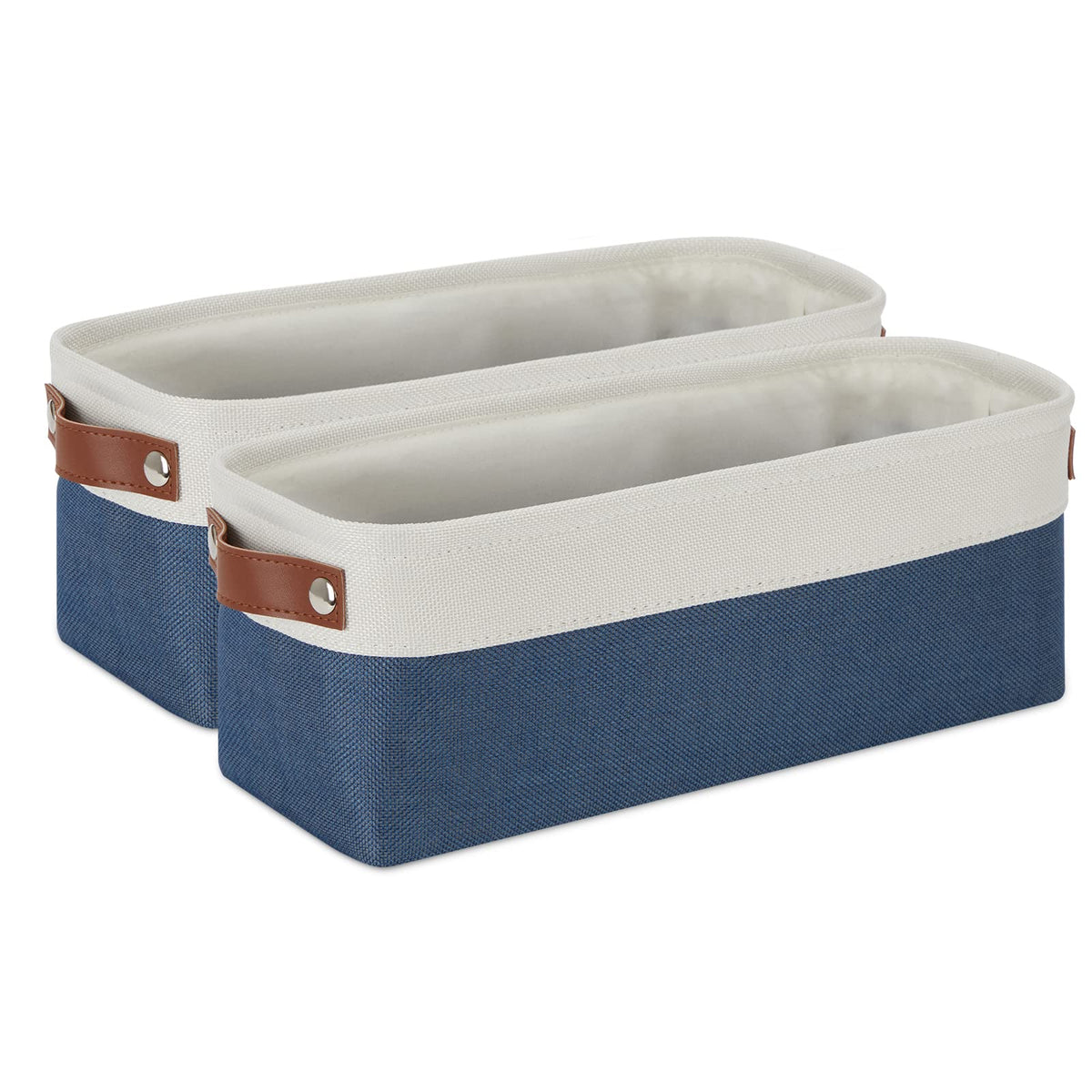 Toilet Paper Baskets for Storage 15"x6"x5.5" Small Rectangular Baskets for Towels [2 Pack] Collapsible Fabric for Organizing Closet (2 Count)