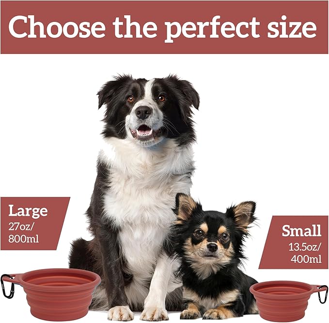 OHMO Large Collapsible Dog Bowls, (2 Pack 27oz/800ml) Premium Silicone Portable Travel Water Food Foldable Bowls Pet Feeding Bowl for Outdoor Camping Hiking