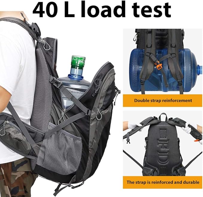 FENGDONG 40L Waterproof Lightweight Outdoor Daypack Hiking,Camping,Travel Backpack for Men Women Black