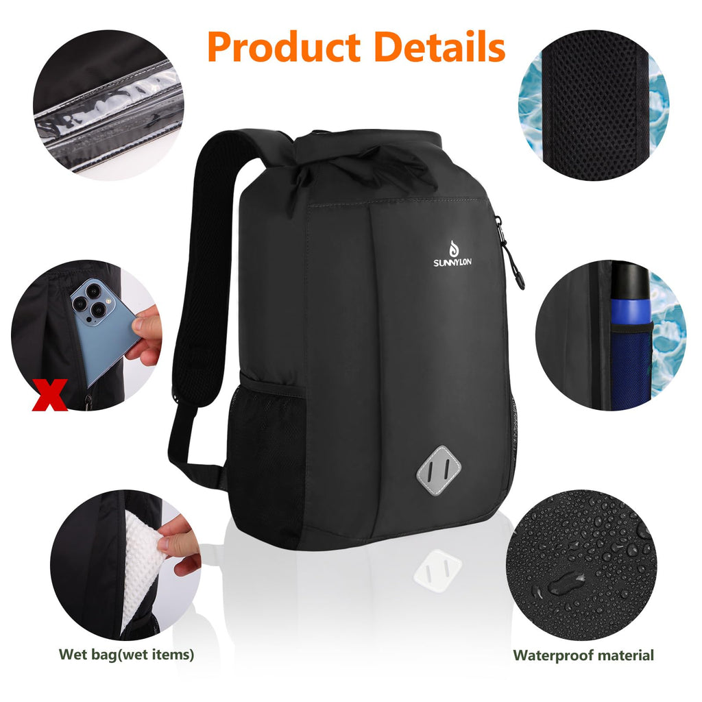 Sunnylon Dry Bag Backpack, 20L Dry Bag Waterproof with Waist Pouch and Phone Case,Roll top Dry bag for kayaking,Marine dry bag for Kayaking, Beach, Rafting, Boating, Hiking, Camping and Fishing