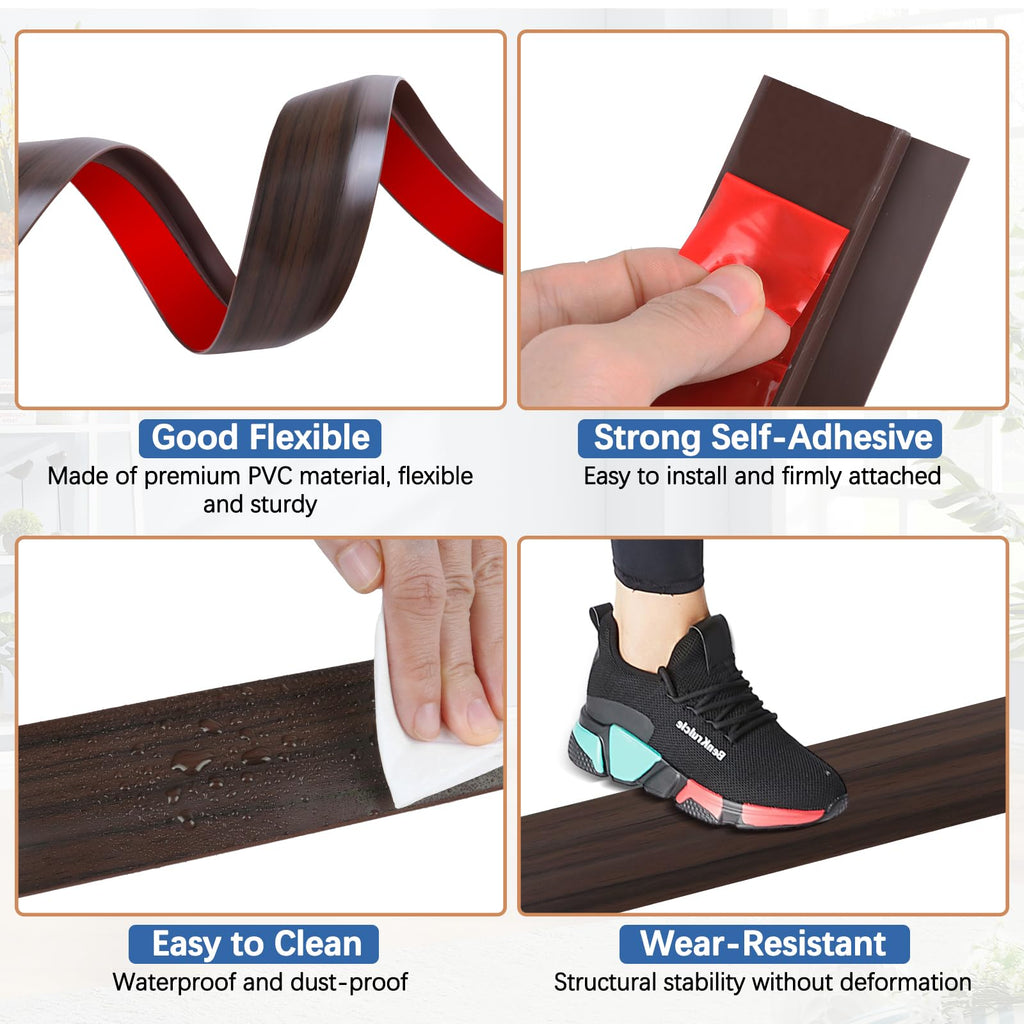 Vinyl Floor Transition Strip Self Adhesive Door Threshold Strip (3.3 Foot)
