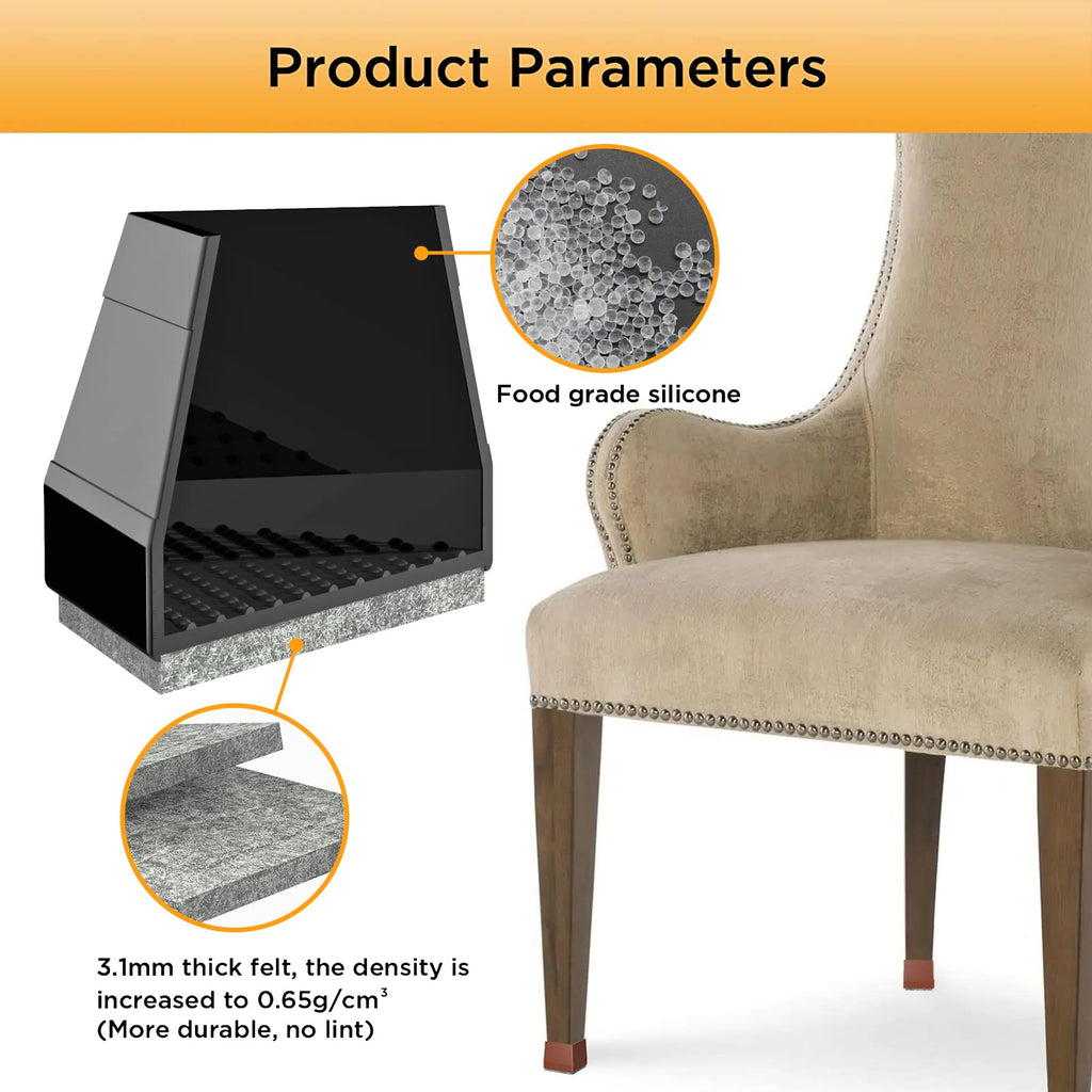 Square Chair Leg Protectors for Hardwood Floors (8 Count)