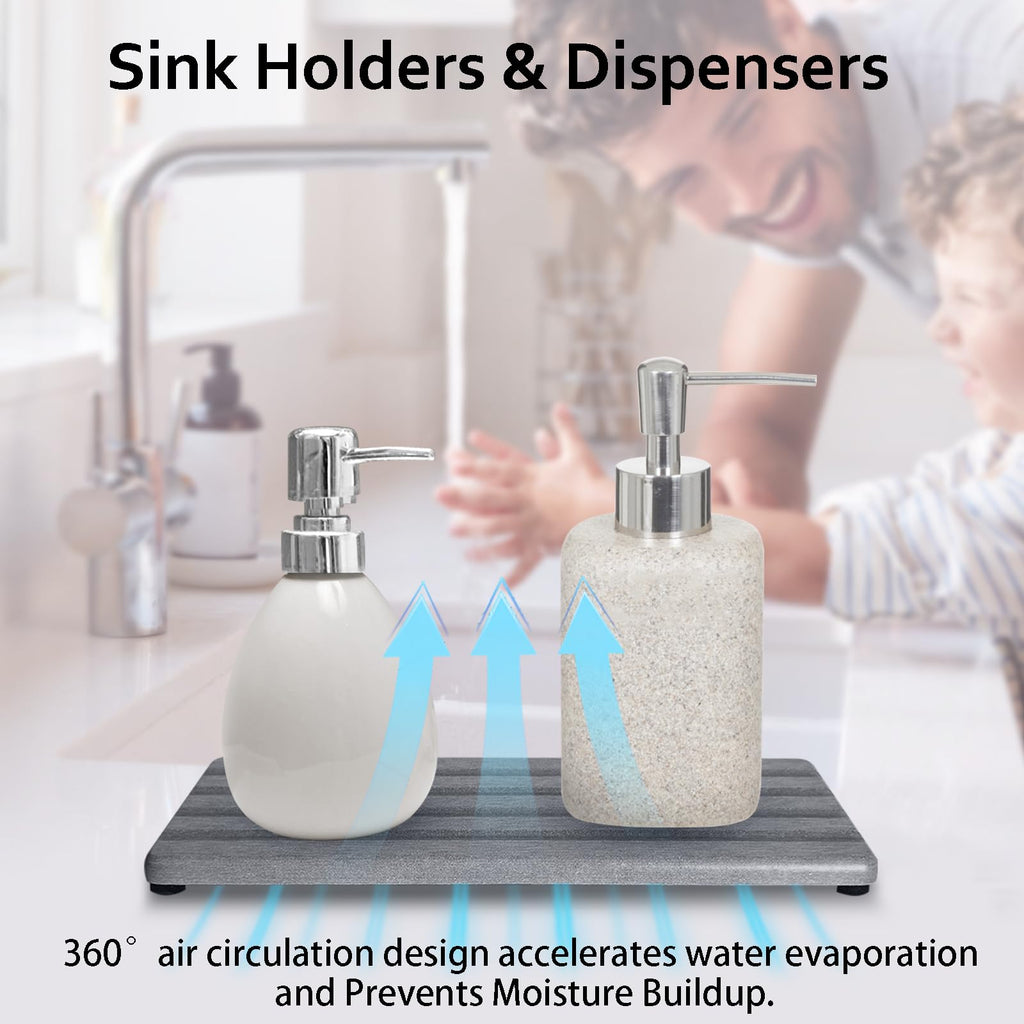 Diatomite Soap Dish Holder Water Absorbing Stone Tray Bathroom Countertop (2 Count)