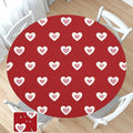 Valentines Day Round Fitted Tablecloth with Elastic Red Pink Heart Circle Table Cloth for 48-52" Round Tables Wipeable Waterproof Washable Burgundy Valentine Table Cover for Picnic Dining Party Decor