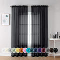 Black Sheer Curtains 96 inches Long Window Draperies 2 Panels