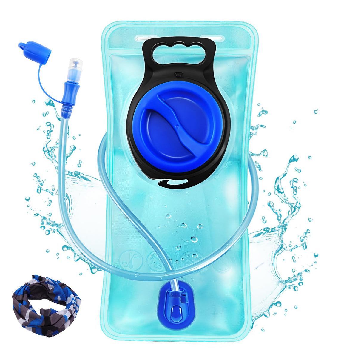 Hydration Bladder, 1.5L Water Bladder for Hiking Backpack Leak Proof Water Reservoir Storage, 1.5 Liter BPA-Free Water Pouch Hydration Pack Replacement for Biking Climbing Cycling Running, Blue
