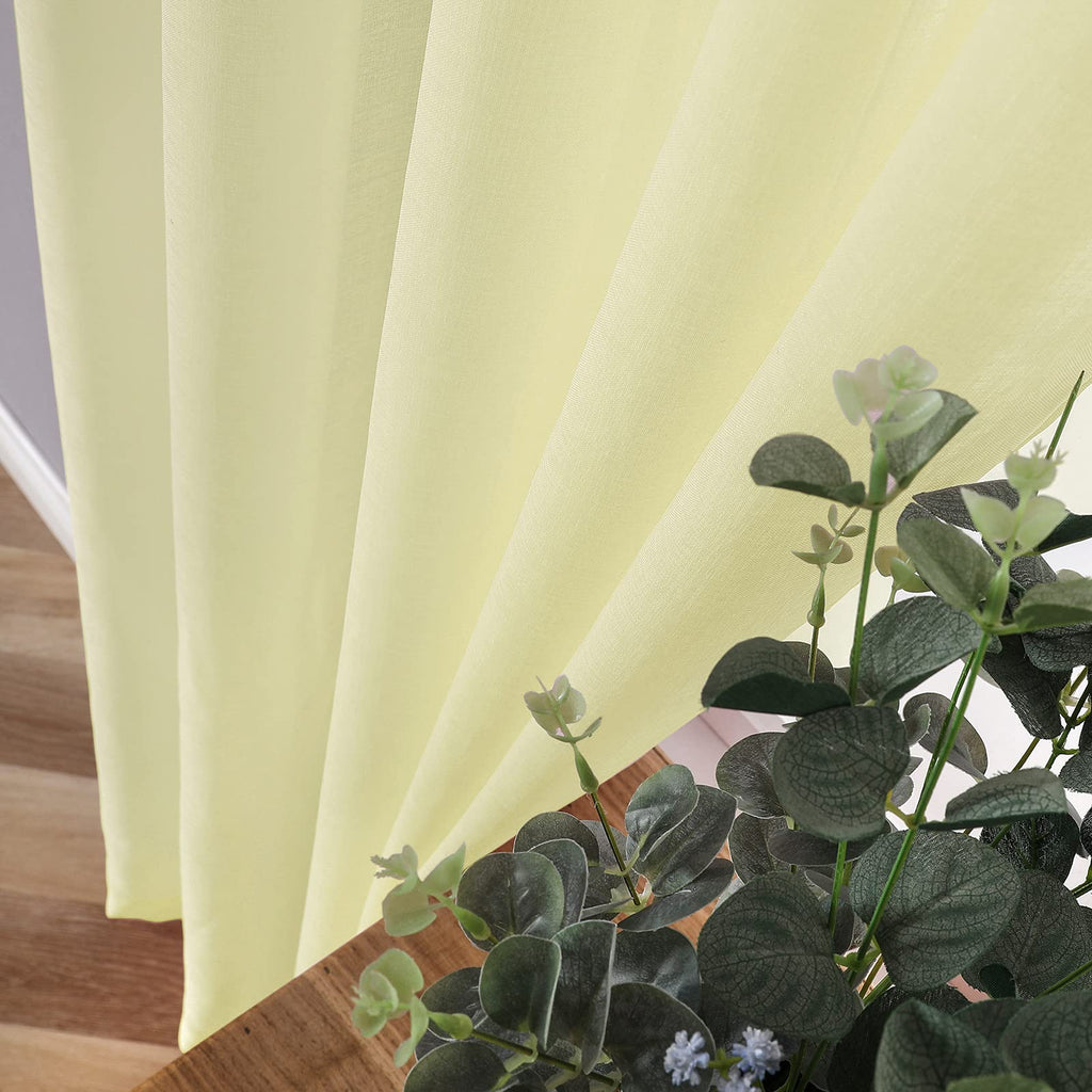 Sheer Tier Curtain Linen Textured Half Kitchen Curtains Sheer Light Filtering Rod Pocket Voile Small Curtains for Bathroom