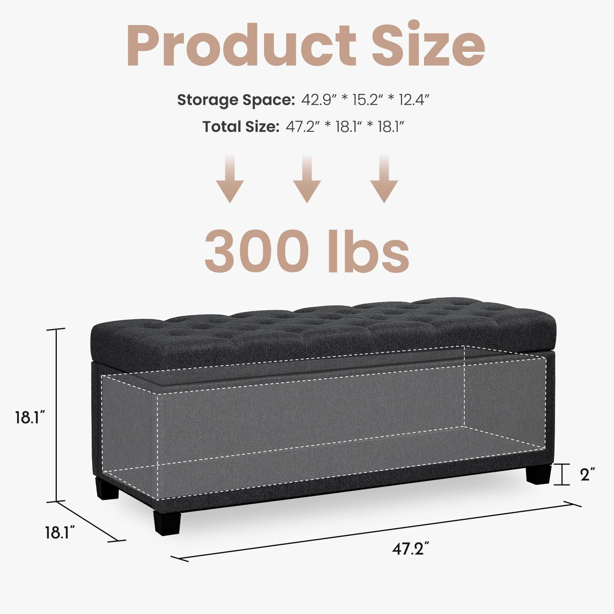 Storage Ottoman Bench for Bedroom