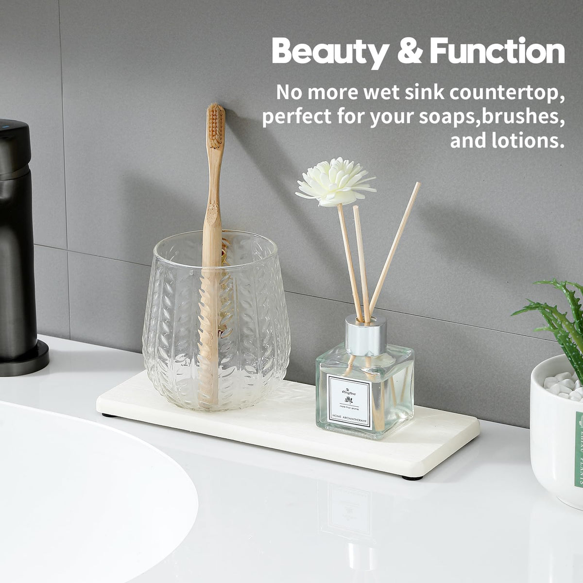 2PCS White Water Absorbing Diatomite Stone Drying Soap Dish Sink Vanity Tray for Bathroom (2 Count)