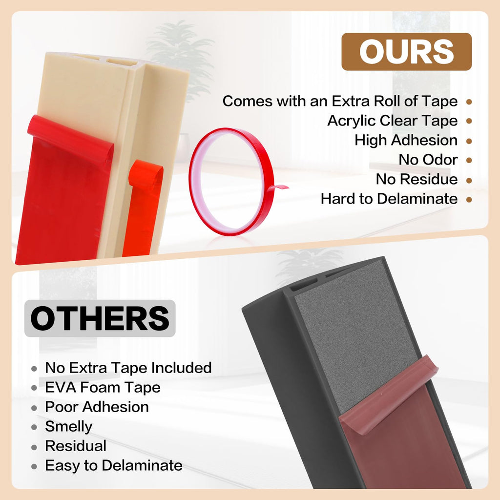 Floor Transition Strip Vinyl Door Threshold Ramp Self Adhesive Carpet Edging Strip Doorway Edge Trim (3.3 Foot)