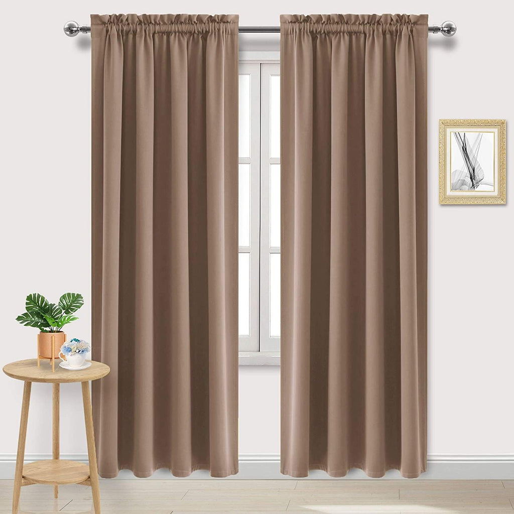 Wide Blackout Curtains for Bedroom Living Room 70 x 84 Inch Long Khaki