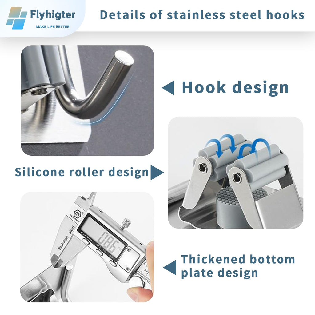 6 Pack Stainless Steel Mop and Broom Holders