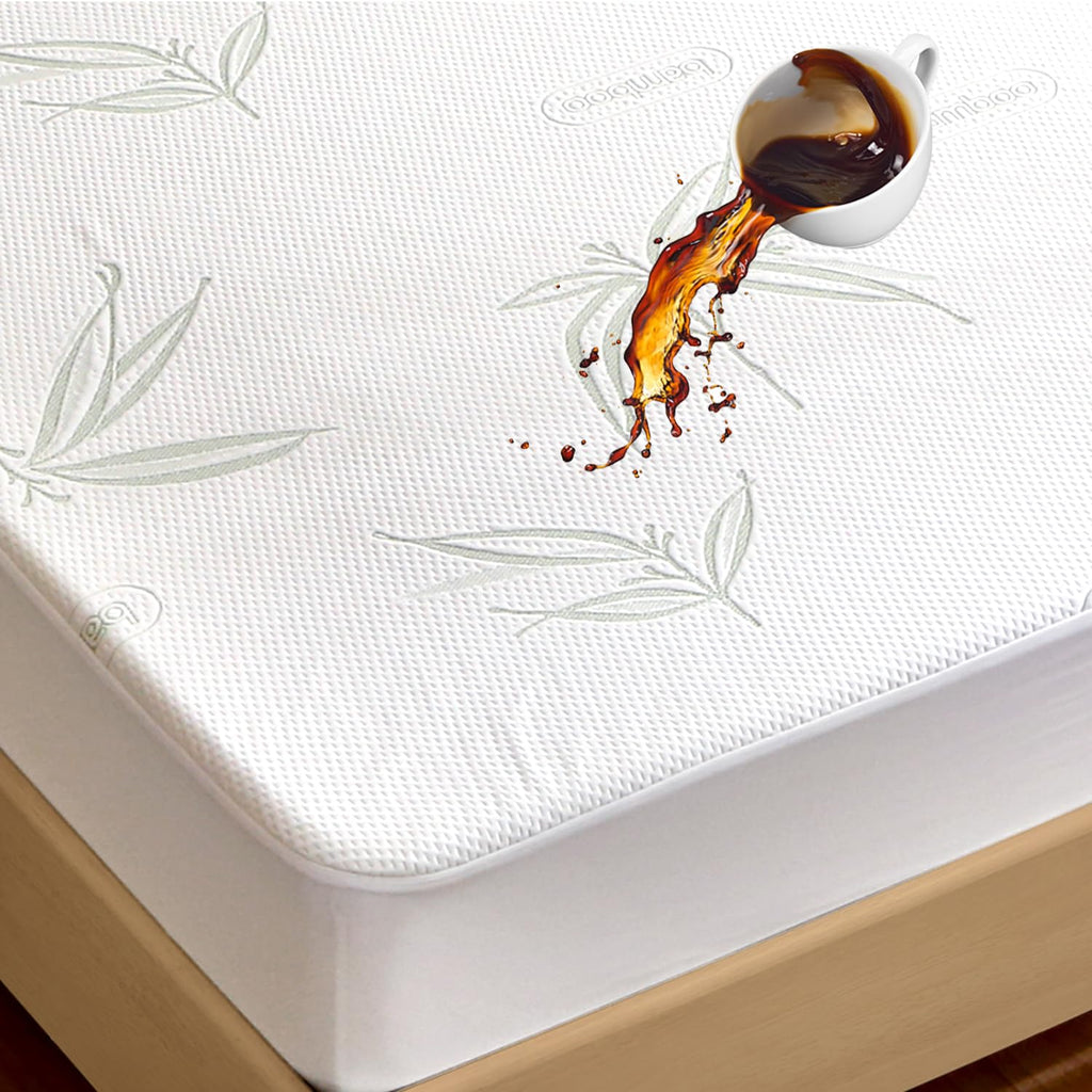 Full Size Mattress Protector Waterproof Mattress Pad Washable Bamboo Rayon Mattress Cover Breathable Noiseless Bed Protector 5"