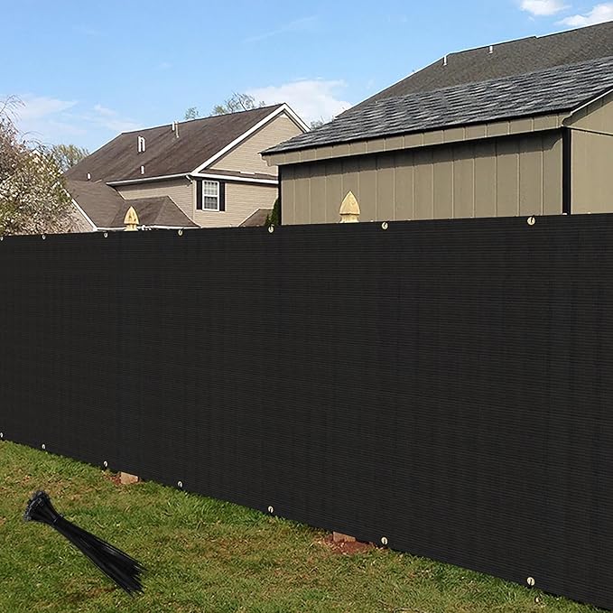 ECOOPTS 4'x56' Privacy Fence Screen Windscreen with Copper Grommets, Fit for Commercial Fence and Residential Garden Outdoor 90% UV Blockage, Cable Zip Ties Included (Black)